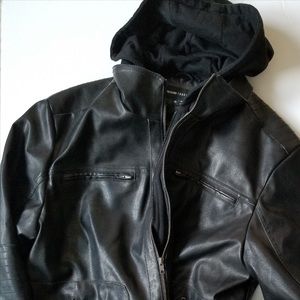 Leather Hooded Jacket
